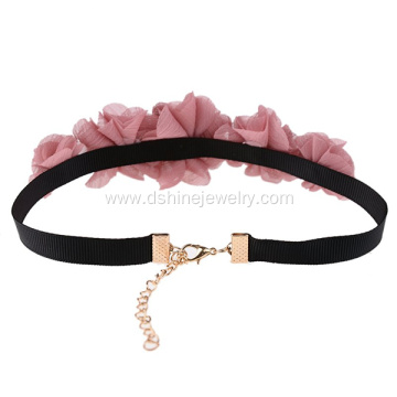 Flower Lace Choker With Black Velvet Necklace Jewelry